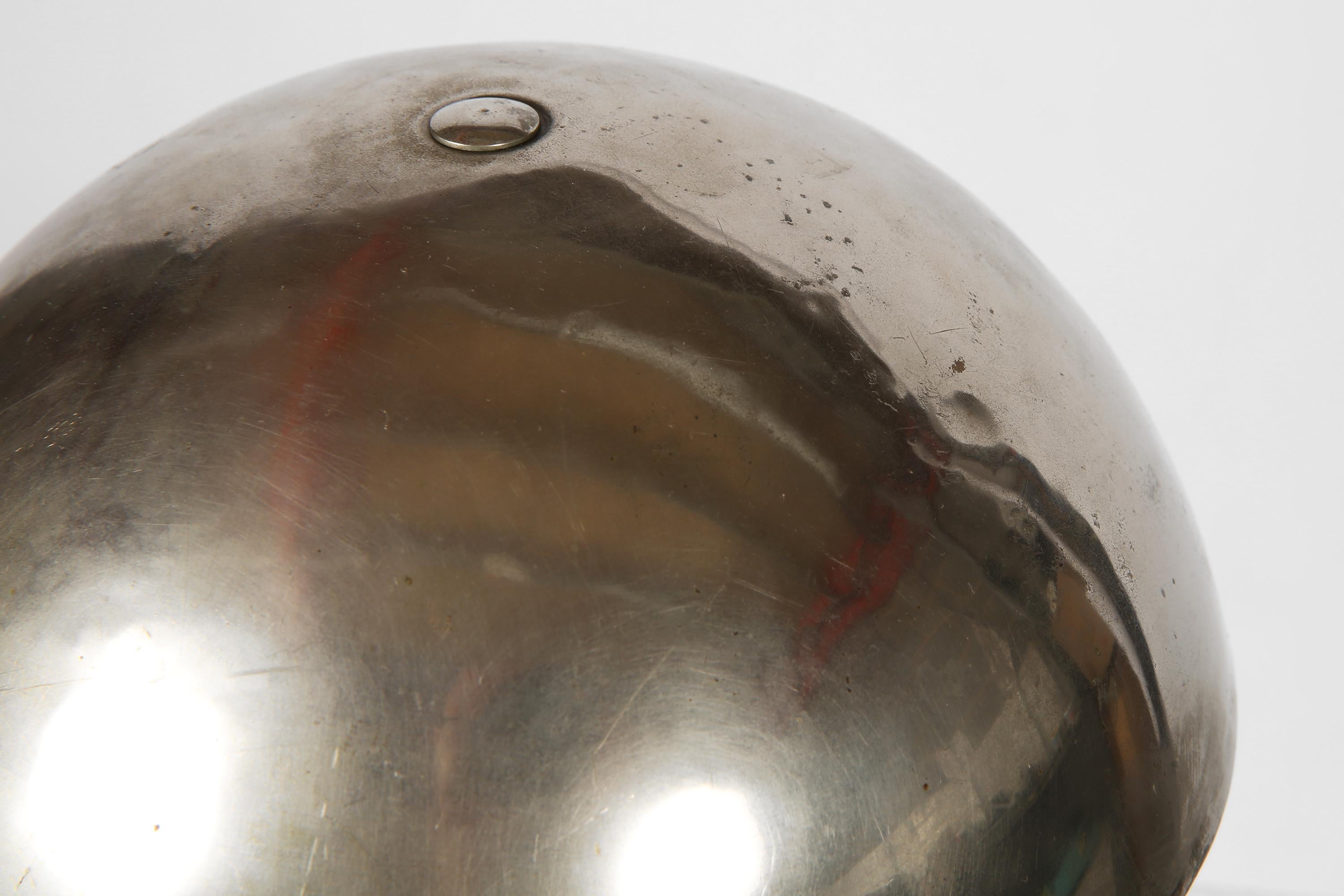 French 1930s Modernist Art Deco Nickel Dome Shade Lamp For Sale 2