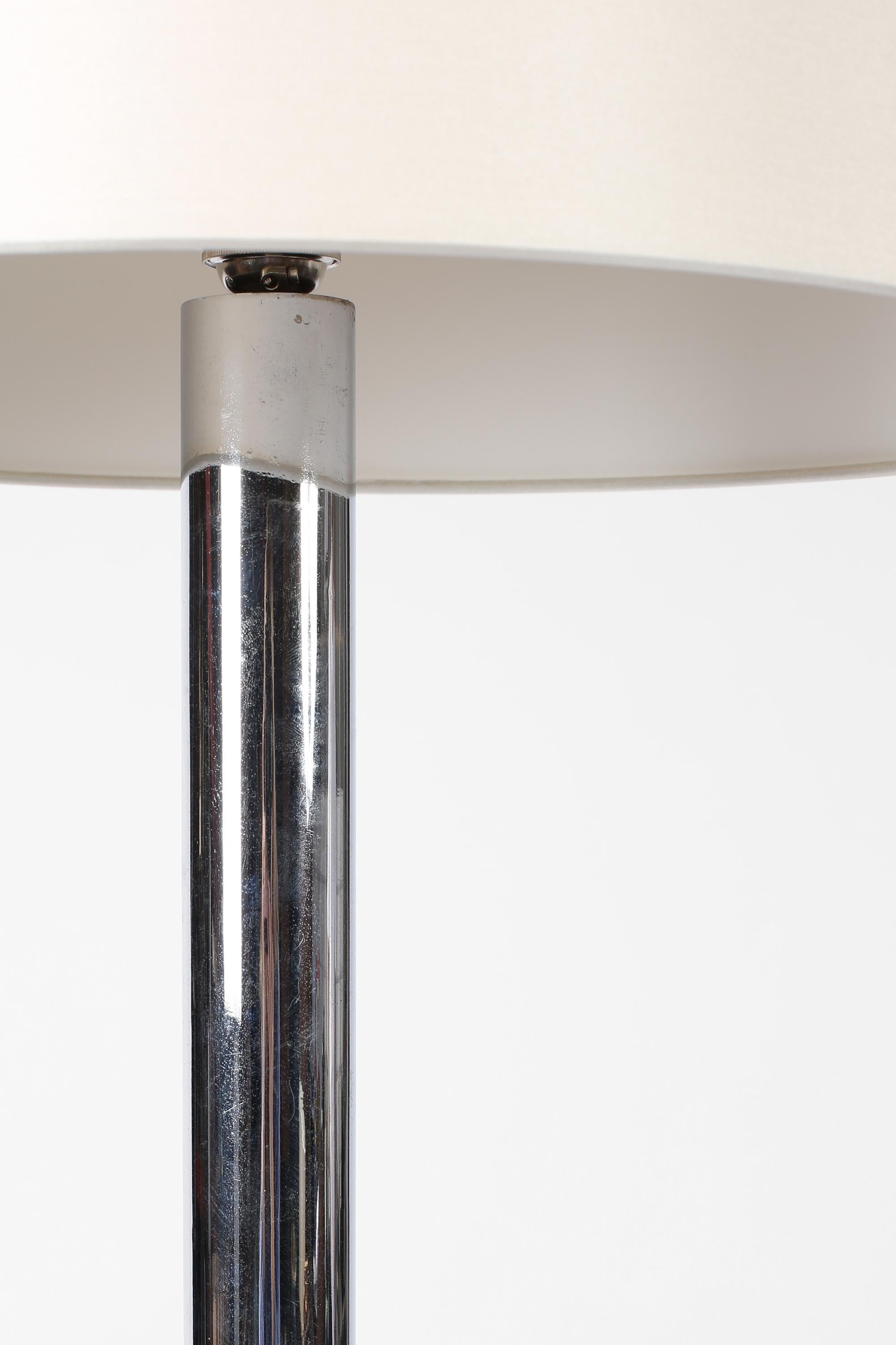 20th Century French 1930s Modernist Chromed Brass Floor Lamp For Sale