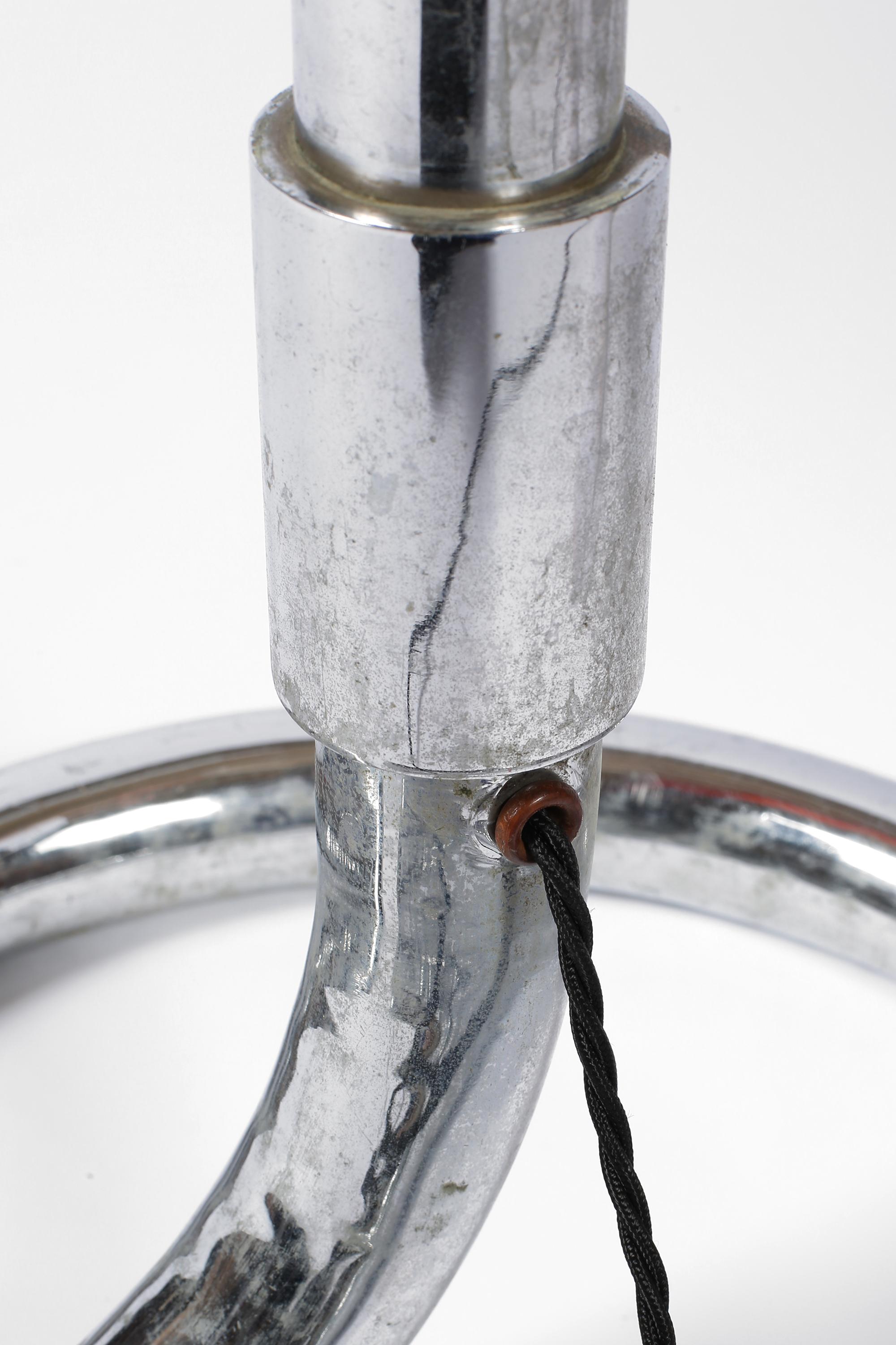French 1930s Modernist Chromed Brass Floor Lamp For Sale 3