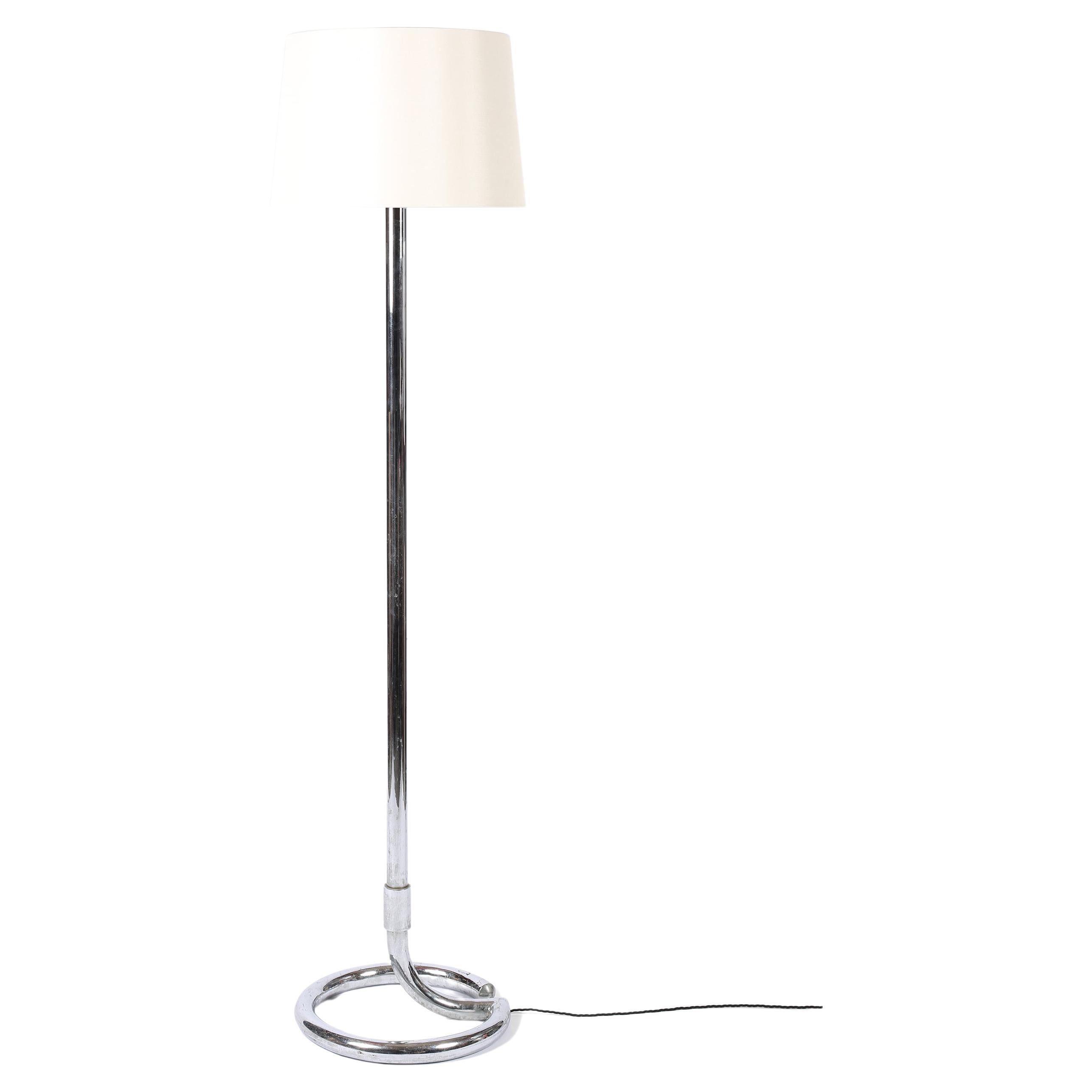 French 1930s Modernist Chromed Brass Floor Lamp