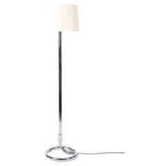 Lampada da terra francese modernista in ottone cromato degli anni '30