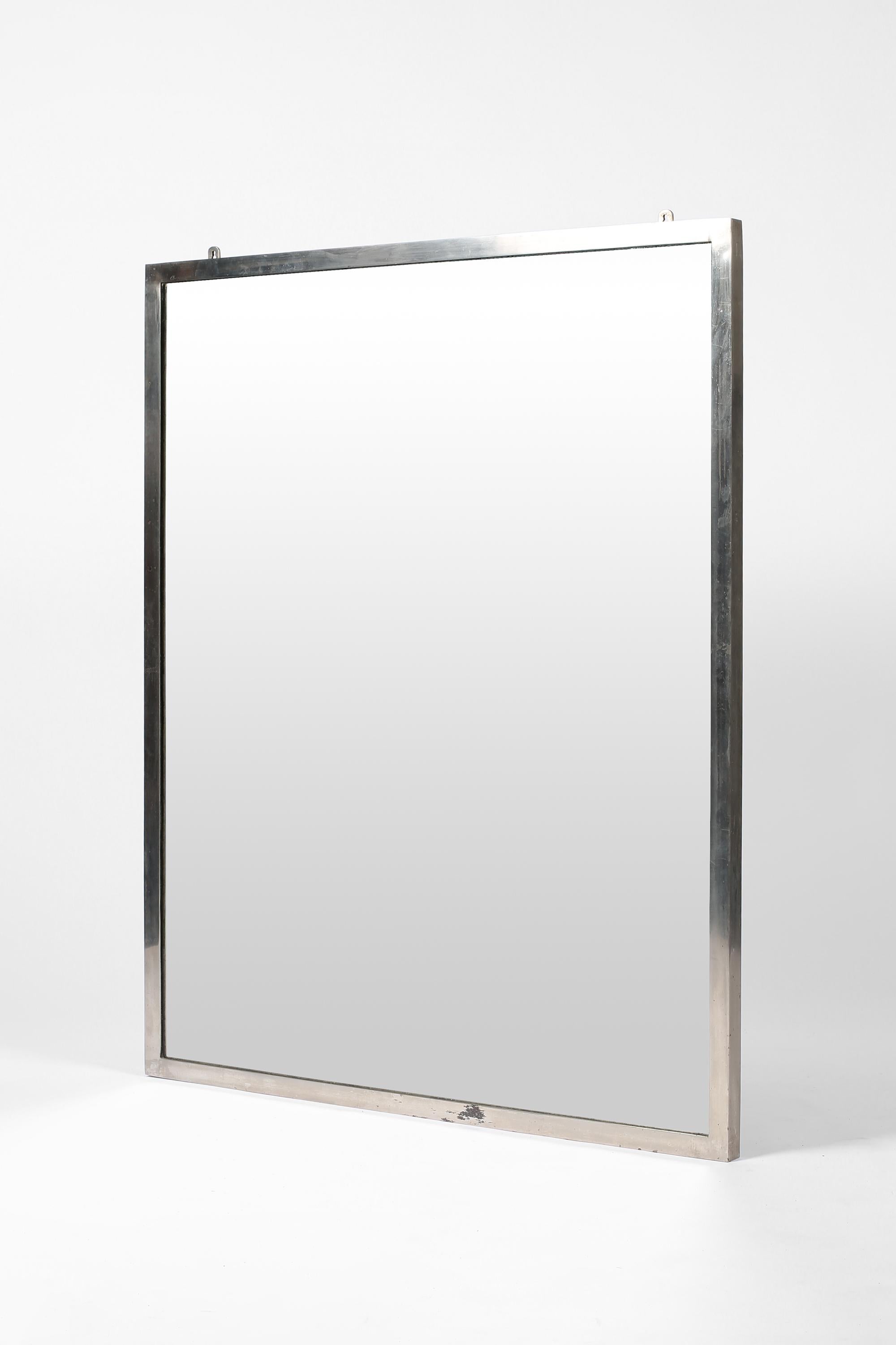 French 1930s Modernist Nickel-Plated Maison Desny Mirror For Sale 8