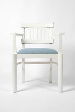French 1930s Modernist White Armchairs