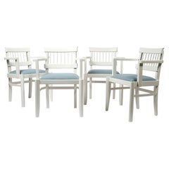 French 1930s Modernist White Armchairs