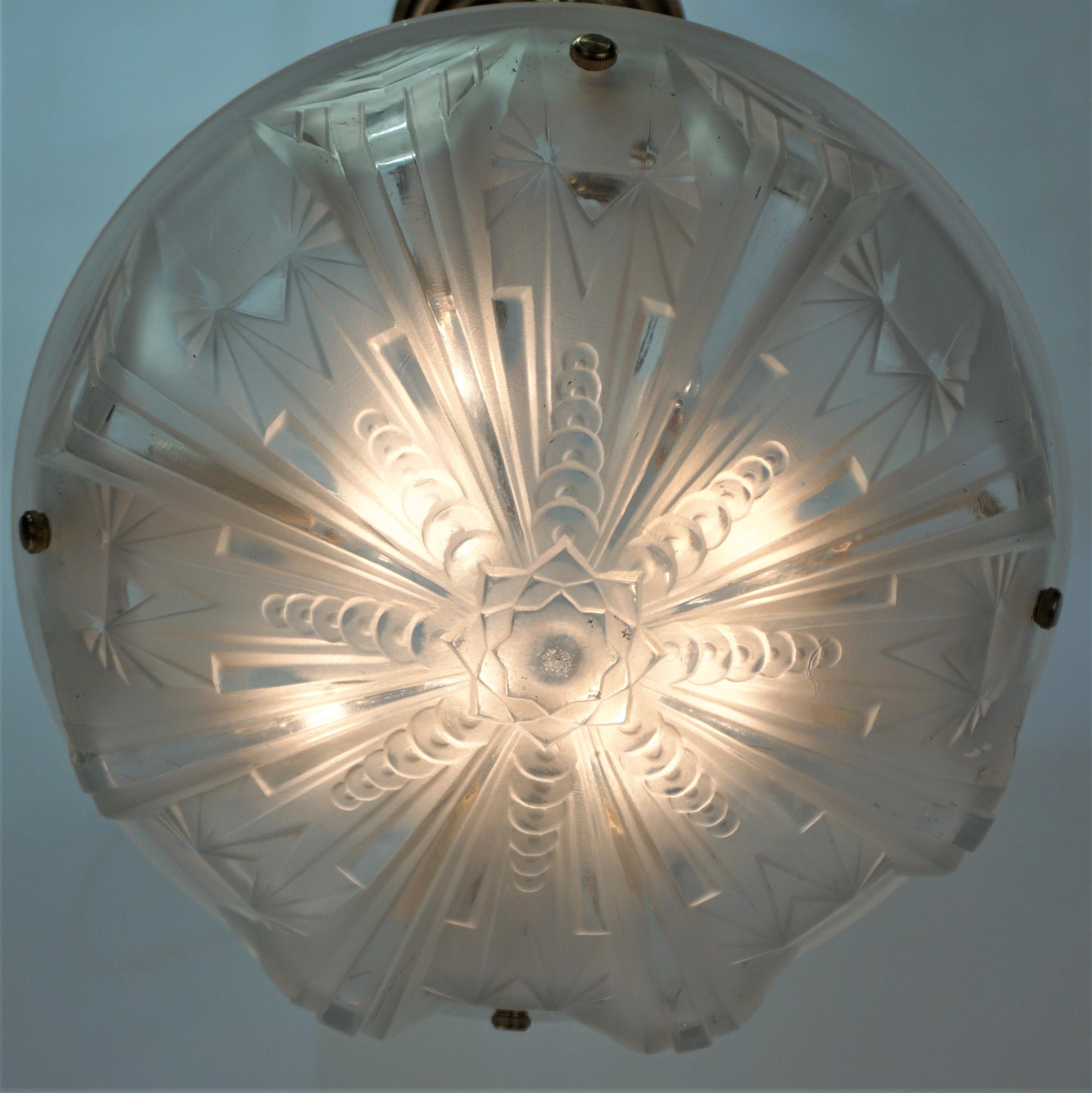 French 1930's Muller Frères Art Deco Chandelier 1