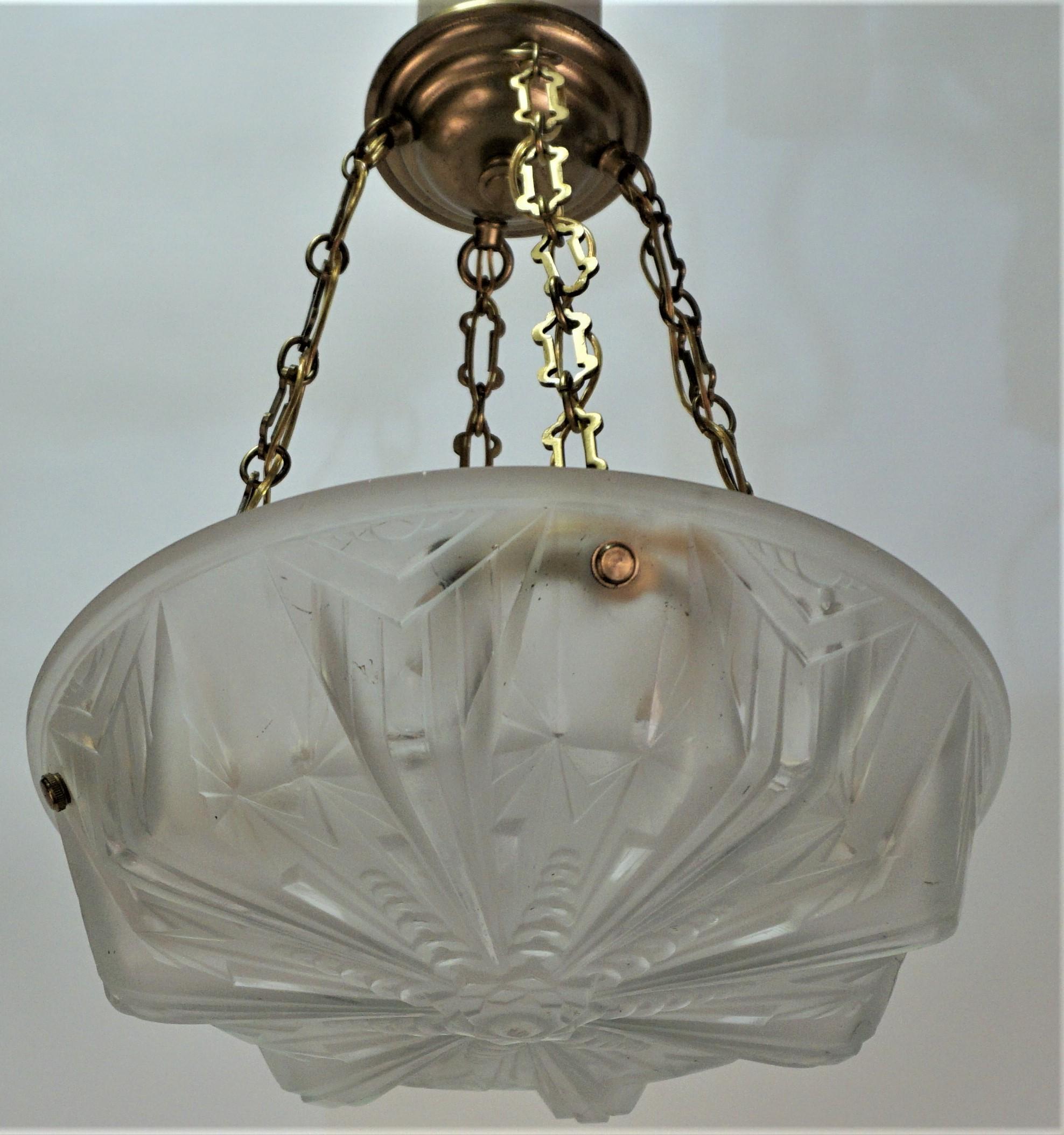 French 1930's Muller Frères Art Deco Chandelier 3