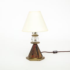 French 1930s Painted Wood Crystal Table Lamp