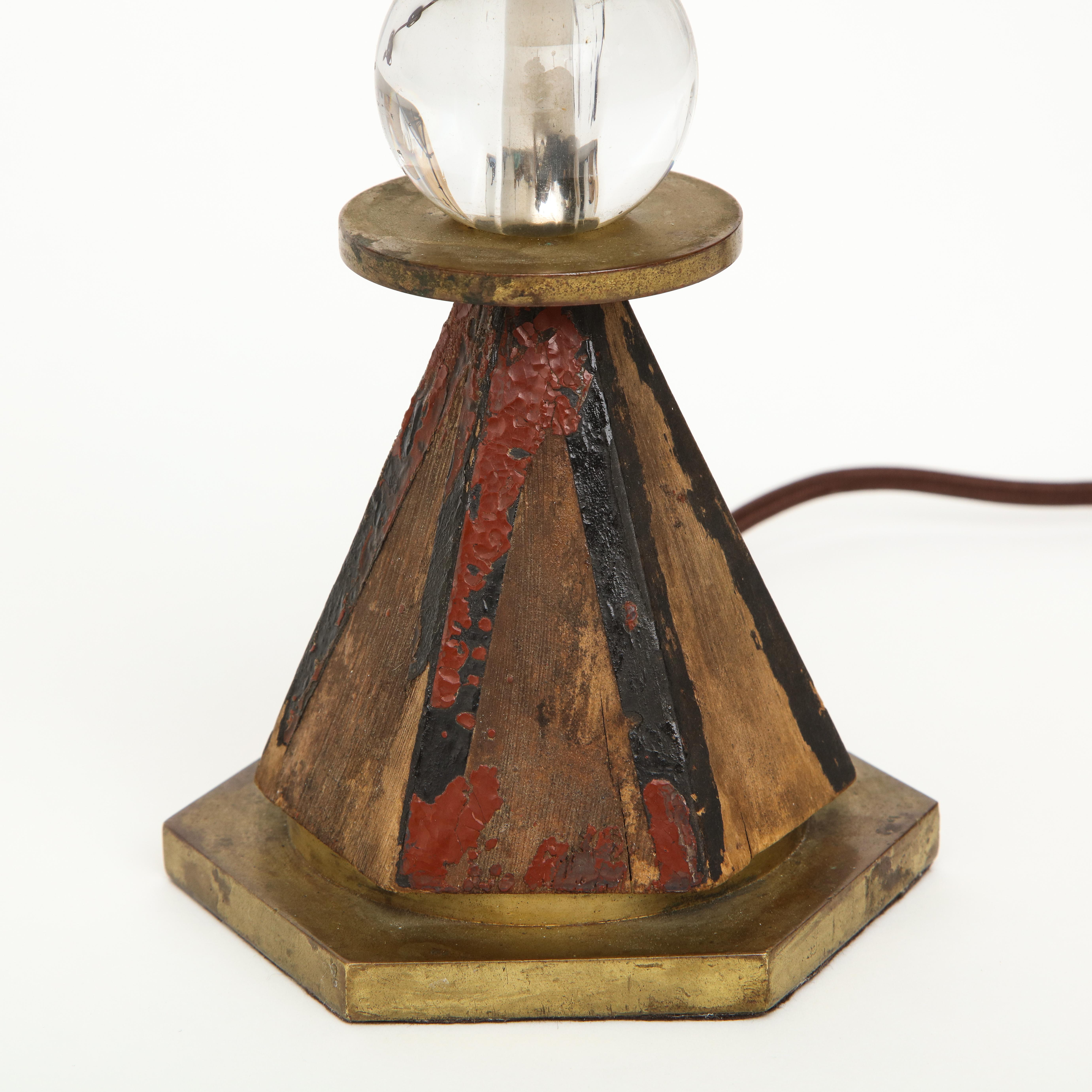 Neoclassical French 1930s Painted Wood Crystal Table Lamp For Sale