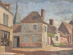 Ear;y 20th Century French Oil Painting Old French Village Street & Houses