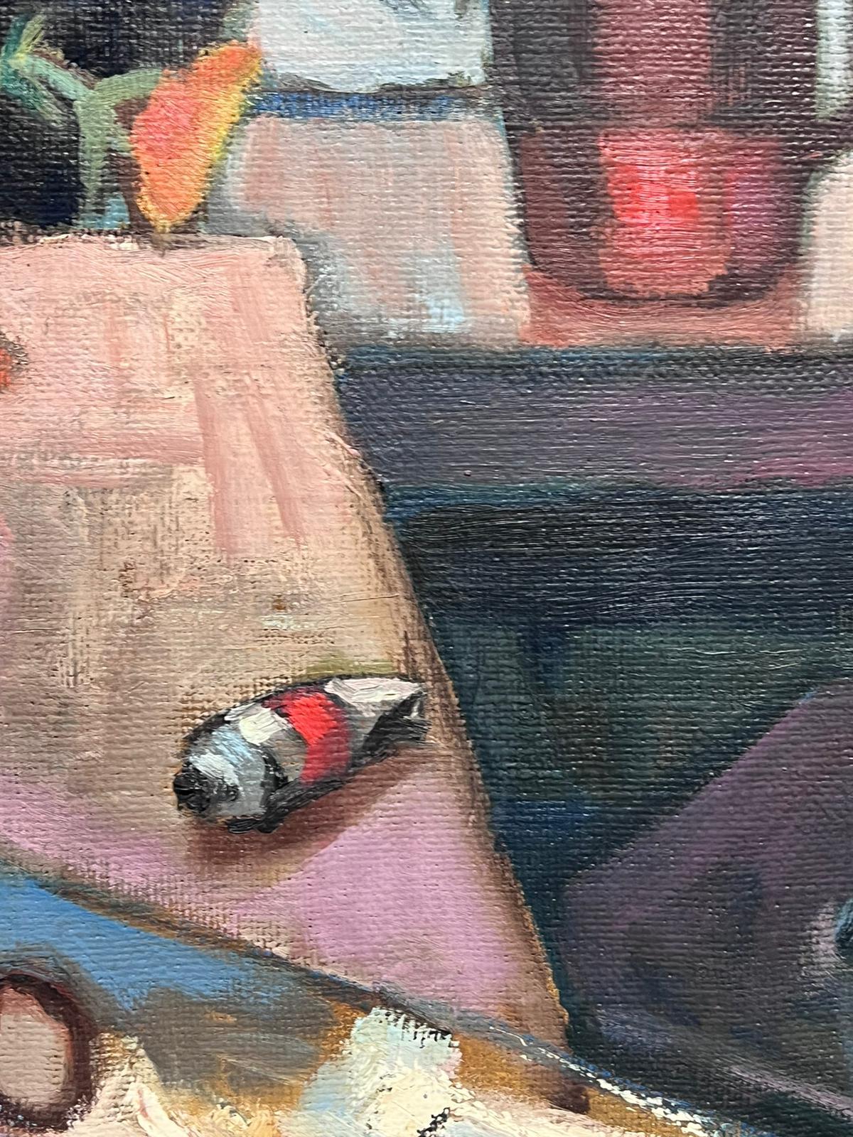 L'intérieur du studio de l'Artistics
Post-impressionniste français, première moitié du 20e siècle
huile sur toile, non encadrée
toile : 29 x 20 pouces
provenance : collection privée
état : très bon et sain