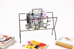 French Art Deco Magazine Rack in Gilt Iron with Foliage Decor