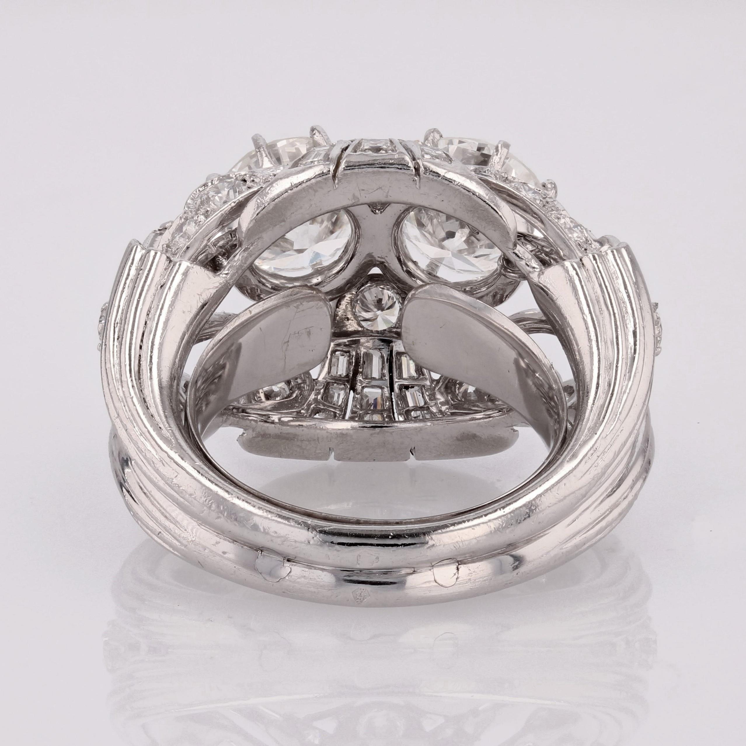 French 1930s Pessis et Frères Diamond Platinum Cocktail Ring For Sale 9