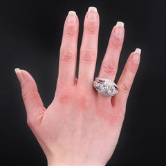 French 1930s Pessis et Frères Diamond Platinum Cocktail Ring