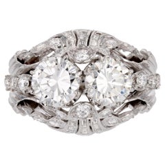 French 1930s Pessis et Frères Diamond Platinum Cocktail Ring