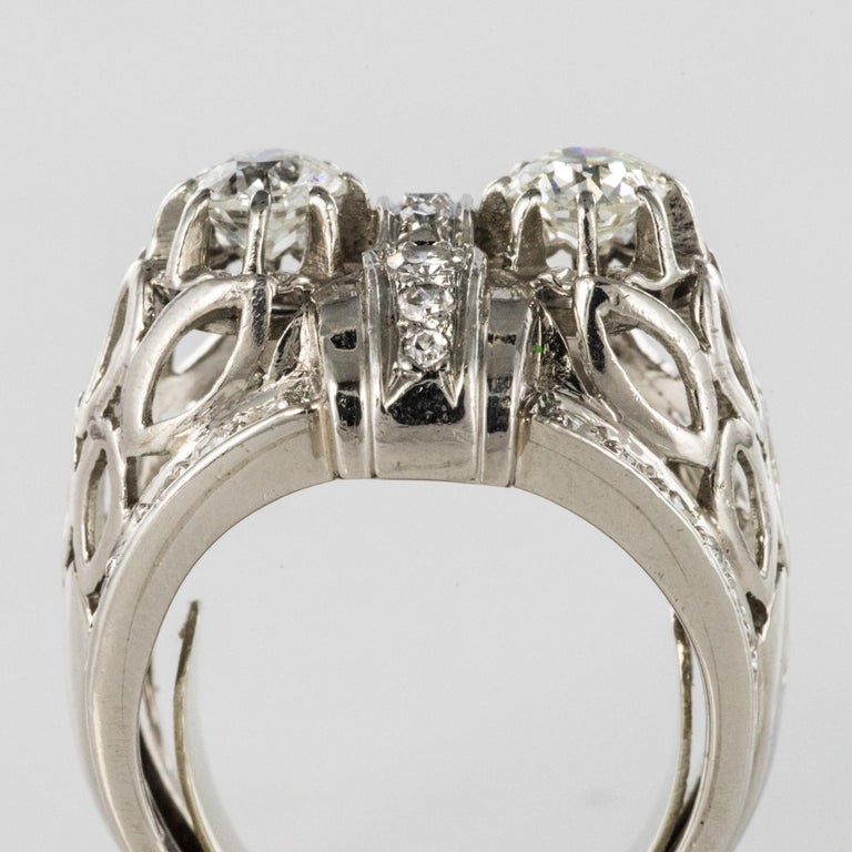 French 1930s Platinum 1.25 Carat Diamonds Art Deco Ring For Sale at 1stDibs
