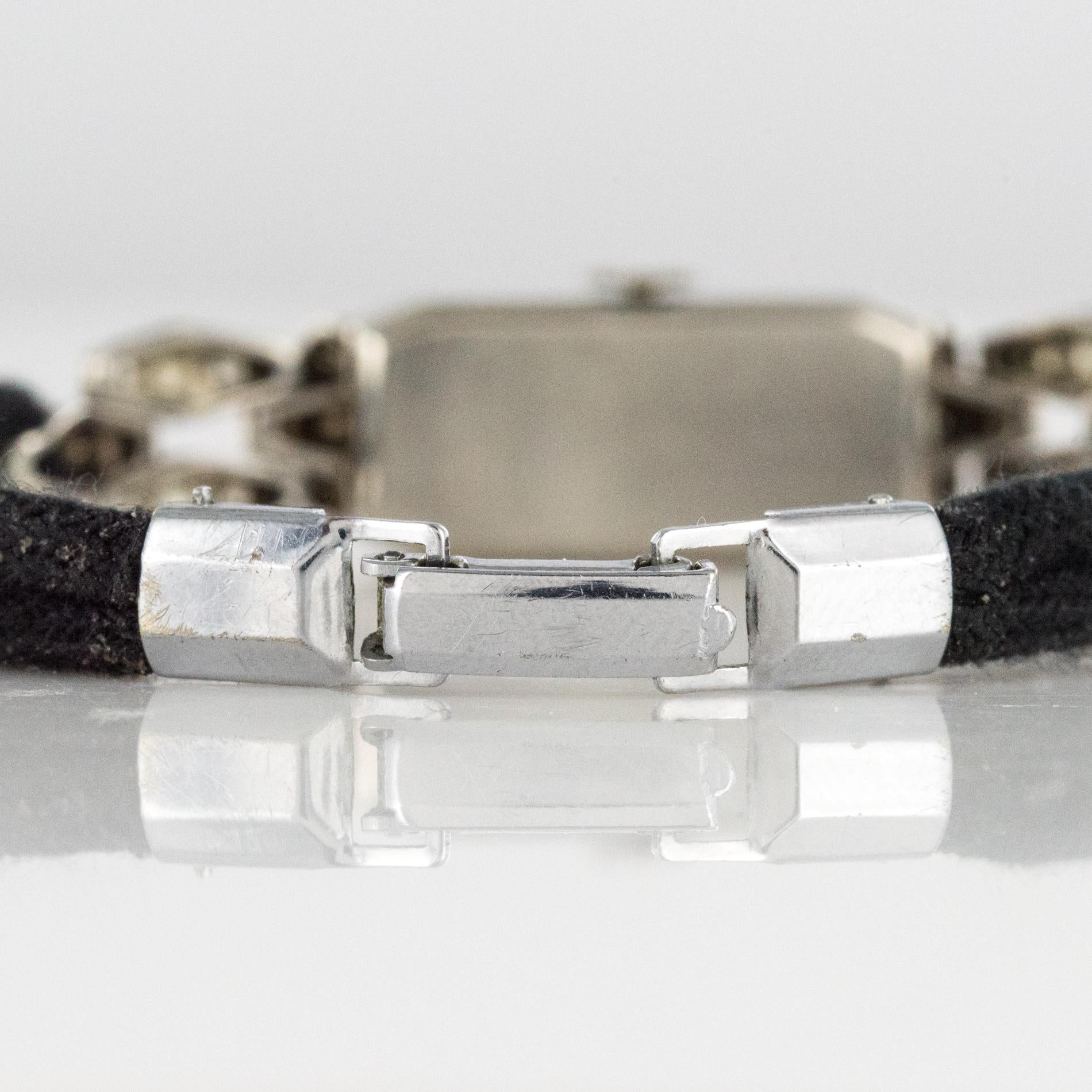 French 1930s Platinum 18 Karat White Gold Diamond Art Deco Lady Watch ...