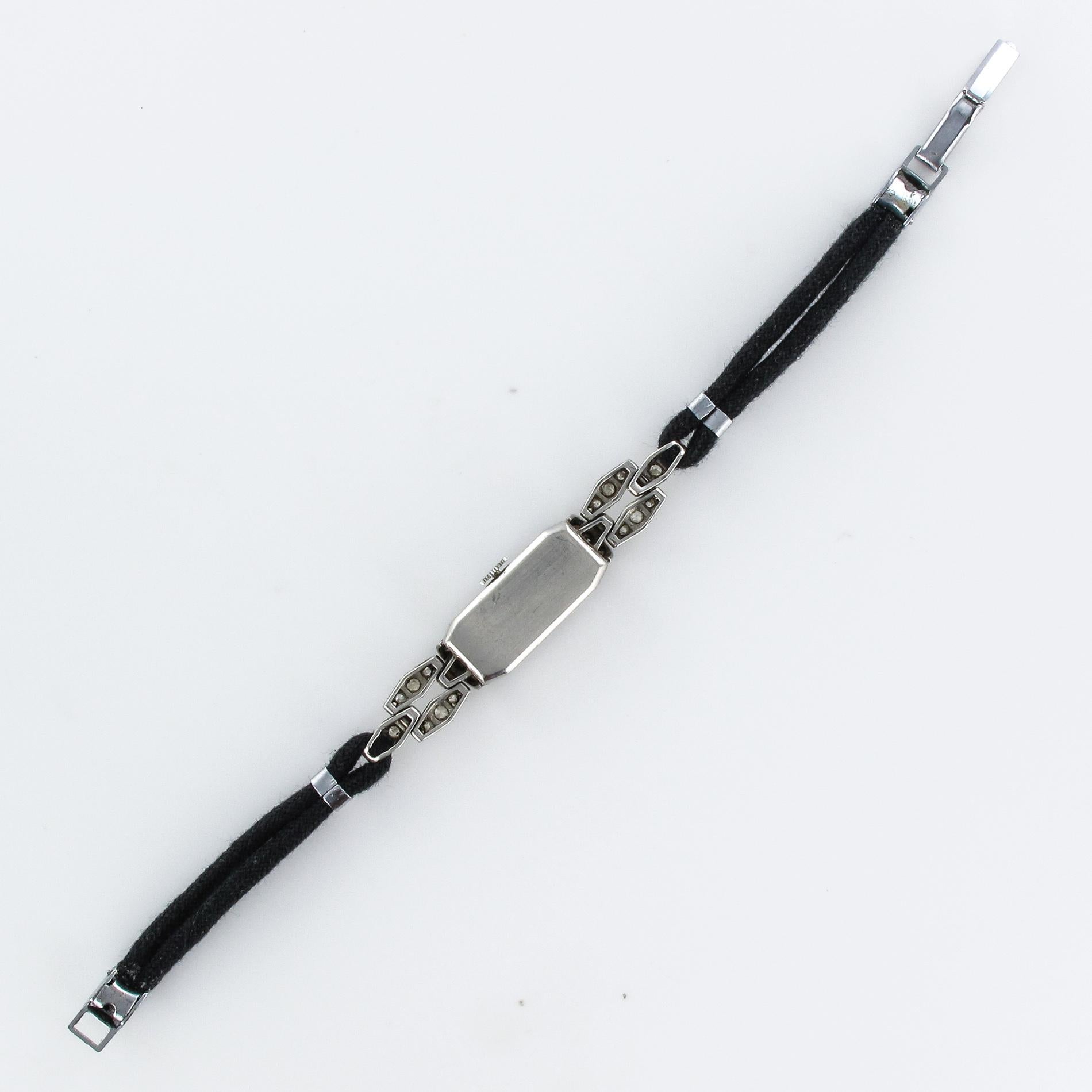 French 1930s Platinum 18 Karat White Gold Diamond Art Deco Lady Watch ...