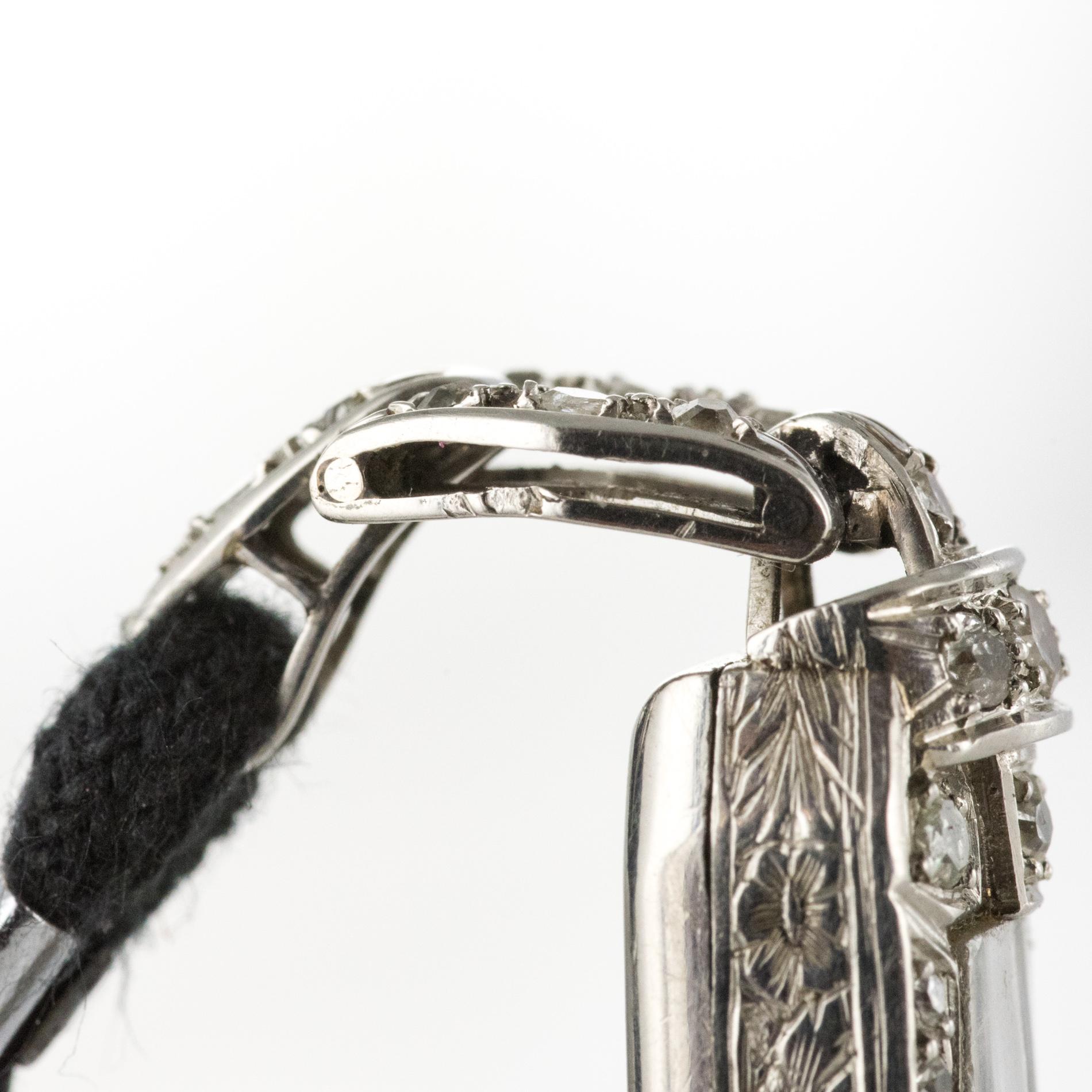 French 1930s Platinum 18 Karat White Gold Diamond Art Deco Lady Watch ...