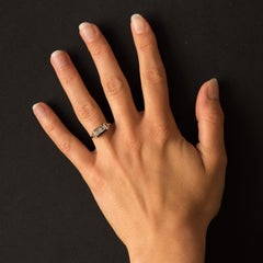 French 1930s Platinum 18 Karat White Gold Diamond Art Deco Ring