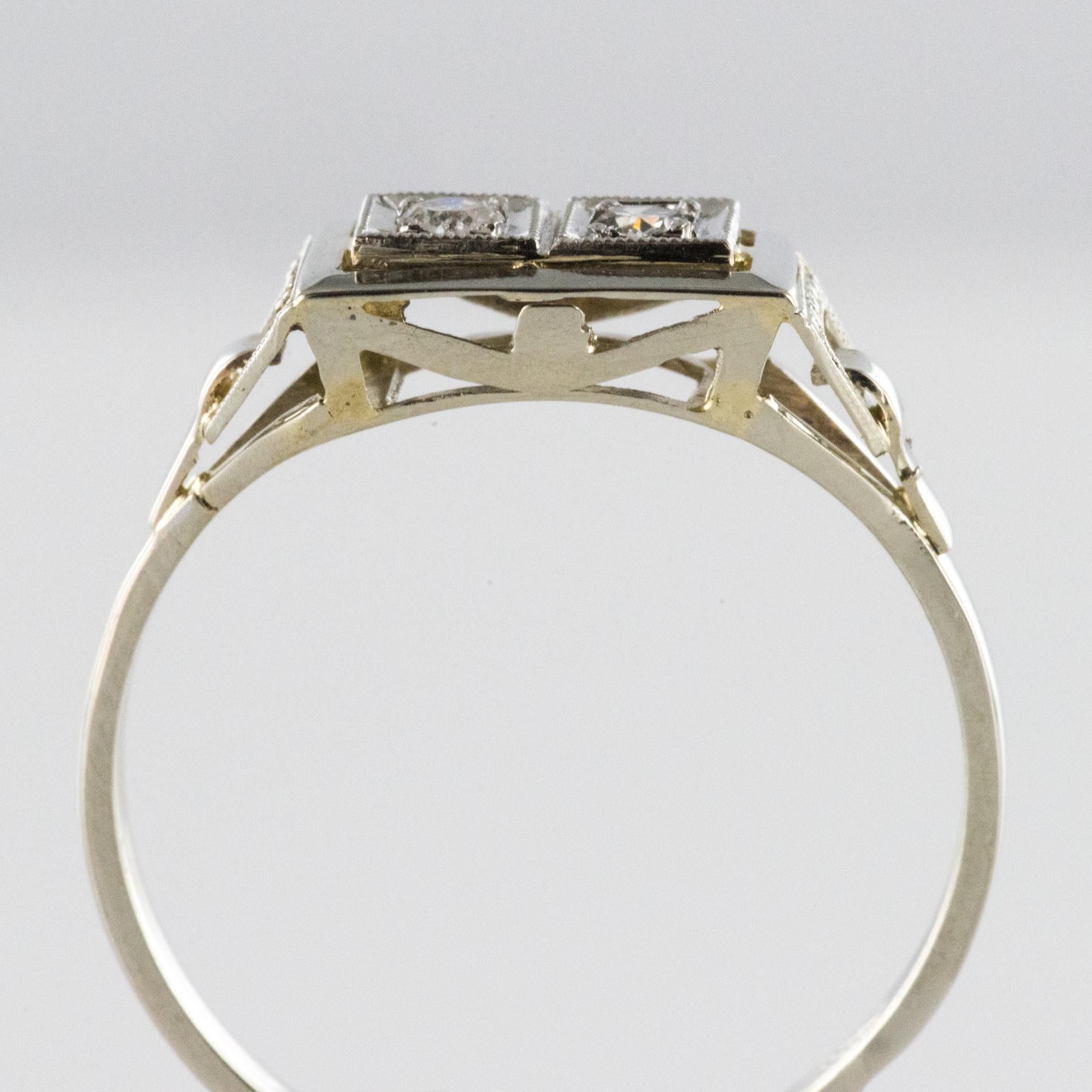 French 1930s Platinum 18 Karat White Gold Diamond Art Deco Ring 2