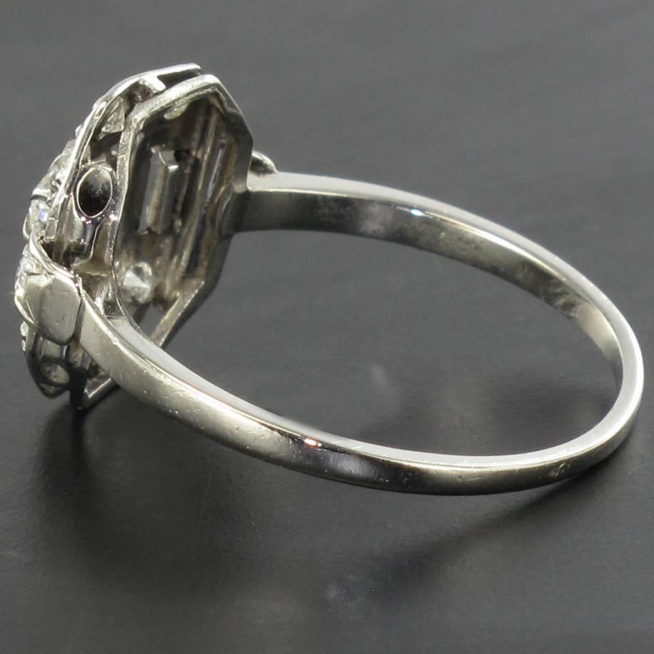 Women's French 1930s Platinum Diamond Art Deco Ring