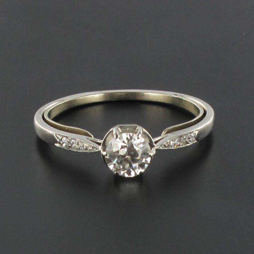 French 1930s Platinum Diamond Solitaire Ring 8