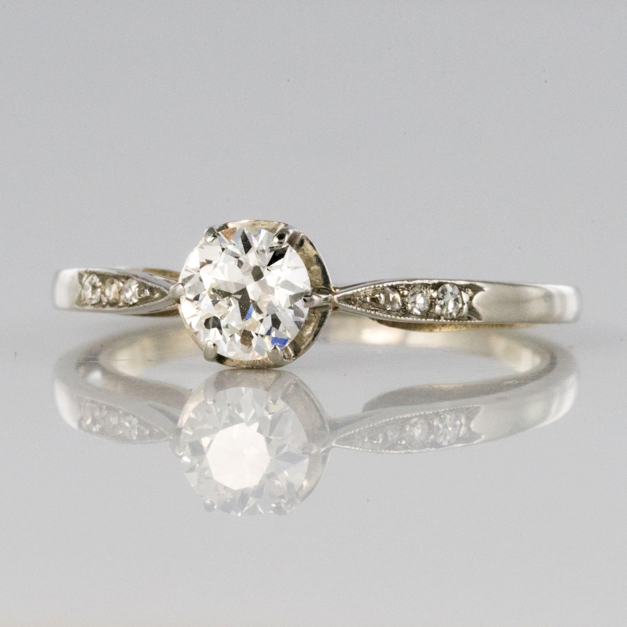 Art Deco French 1930s Platinum Diamond Solitaire Ring
