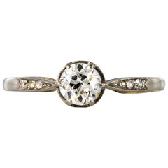 French 1930s Platinum Diamond Solitaire Ring