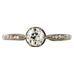 French 1930s Platinum Diamond Solitaire Ring French 1930s Platinum Diamond Solitaire Ring