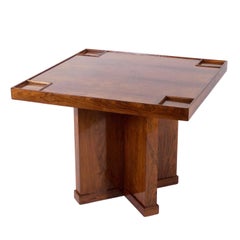 French 1930s Quadratic Gambling Table in Shellac Hand Polished Wood with Drawers