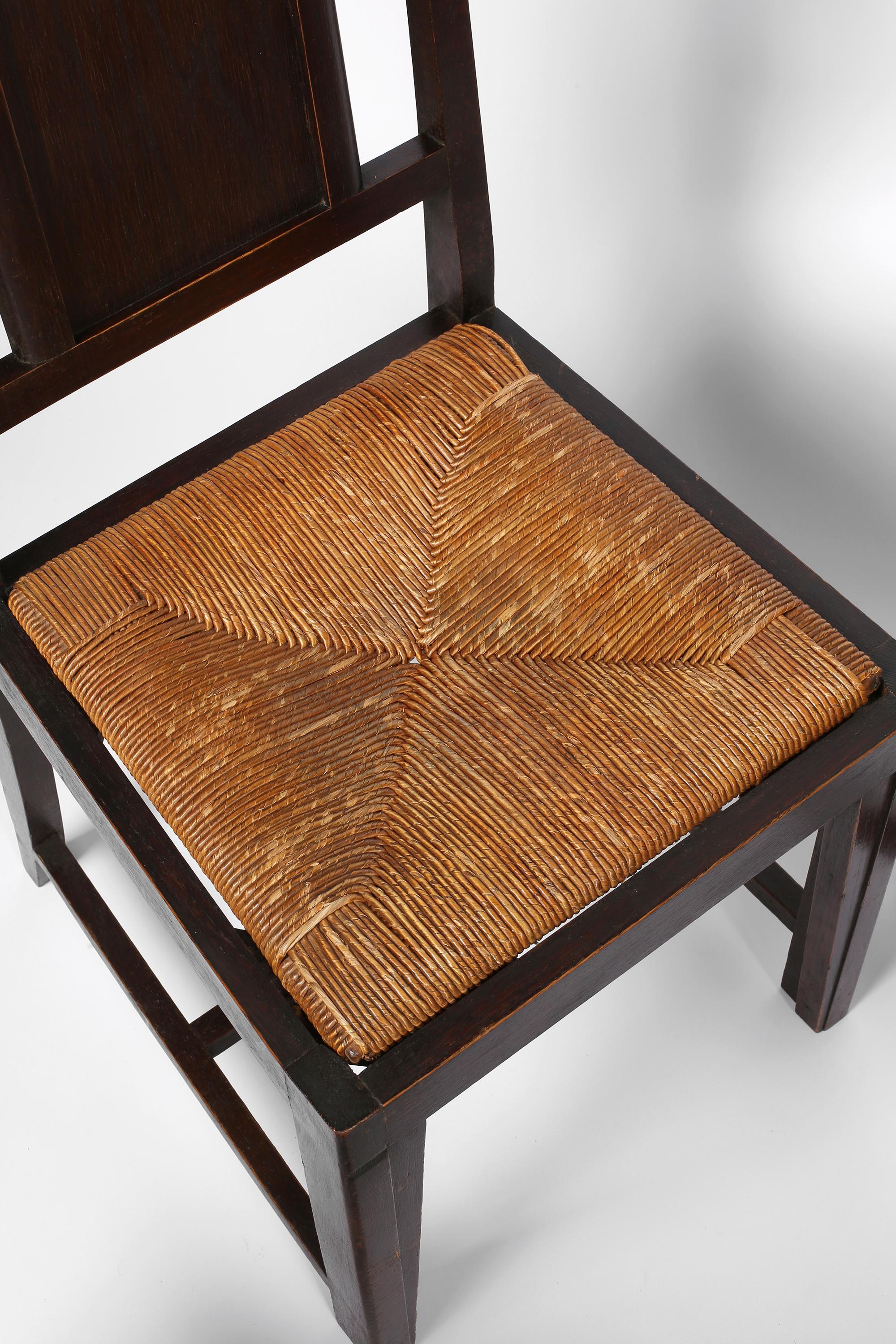 Rush French 1930s Rare Modernist Francis Jourdain Attr. Dining Chairs Set For Sale