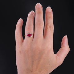 French 1930s Red Gem 18 Karat Yellow Gold Ring