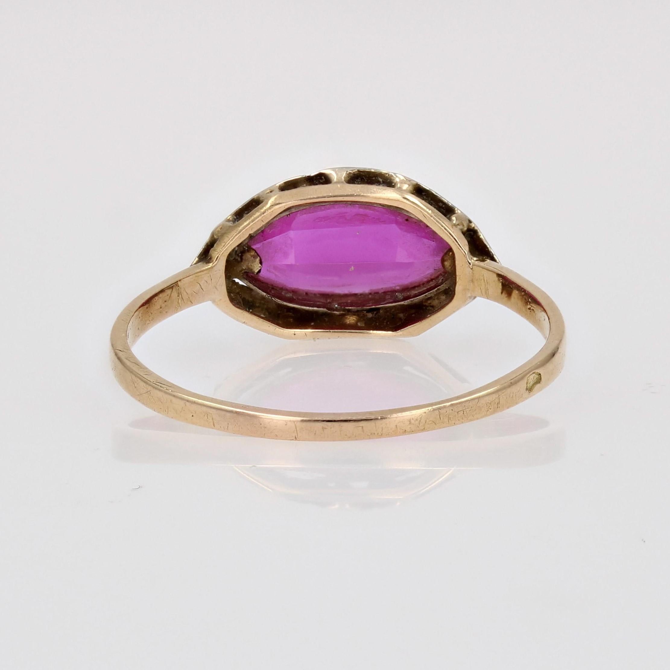 French 1930s Red Gem 18 Karat Yellow Gold Ring For Sale 2