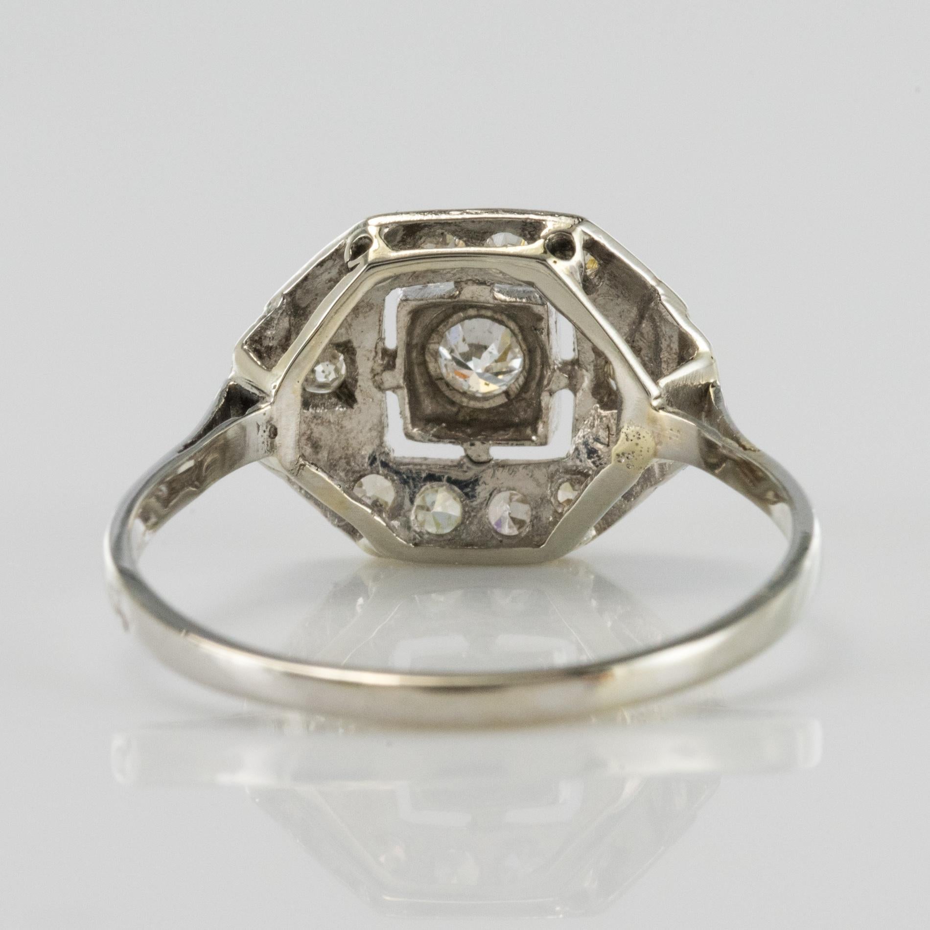 French 1930s White Gold Platinum Diamond Art Deco Ring 2