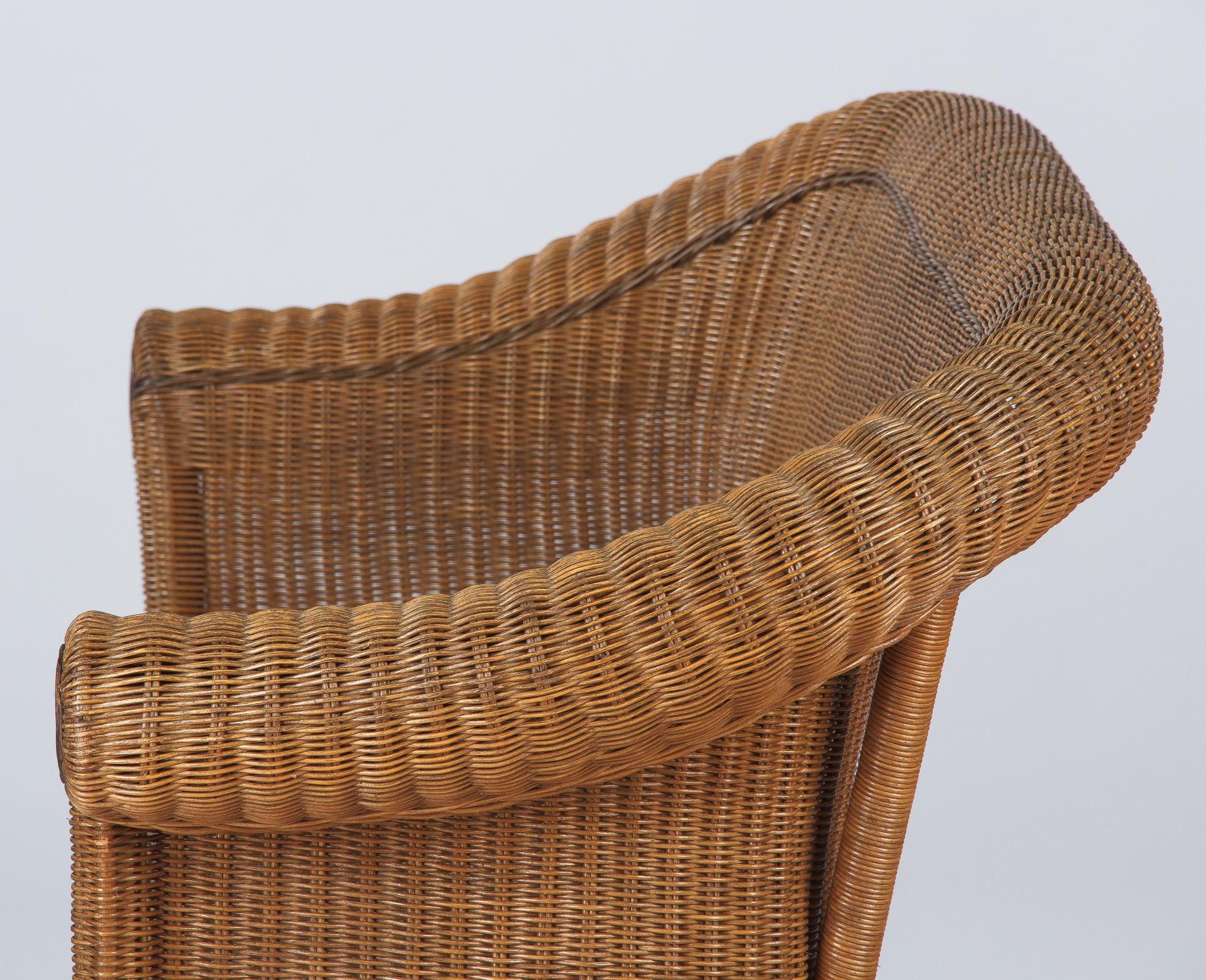 French Vintage Wicker and Pine Sofa, 1930s 10