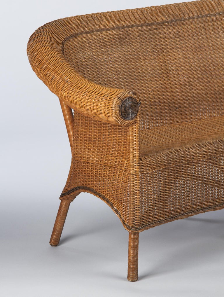 French 1930s Wicker Sofa For Sale at 1stdibs