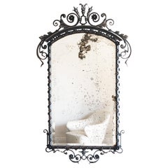 Antique French 1930s Wrought Iron Mirror