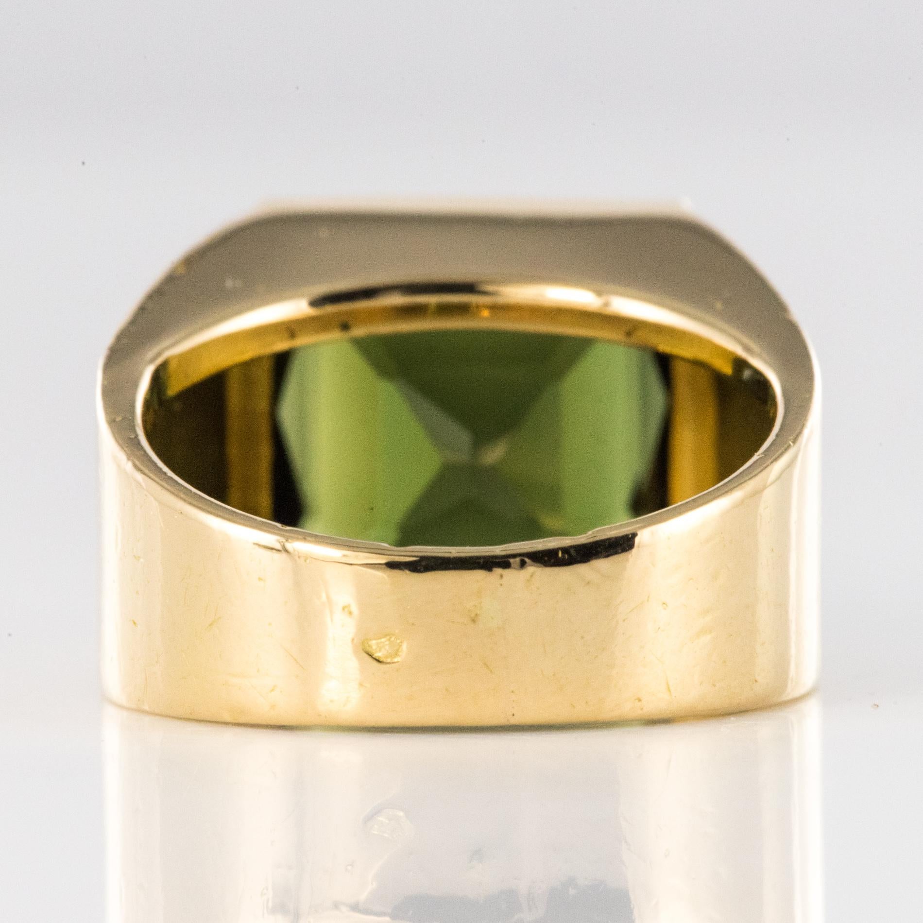 French 1935s 7.50 Carat Tourmaline 18 Karat Yellow Gold Signet Ring For Sale 5