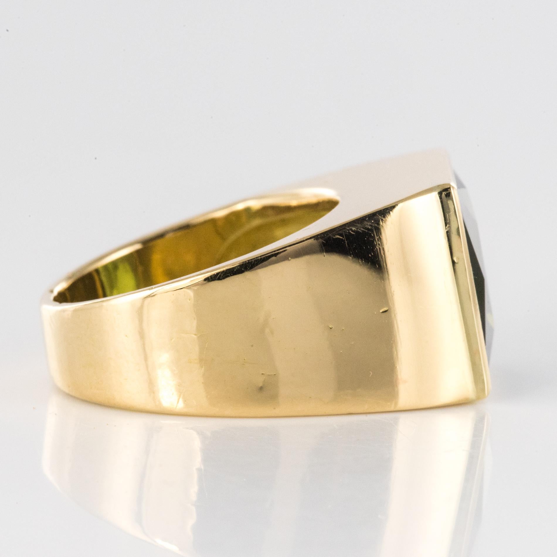 Bague sigillaire franaise en or jaune 18 carats avec tourmaline de 7,50 carats, annes 1935 en vente 10