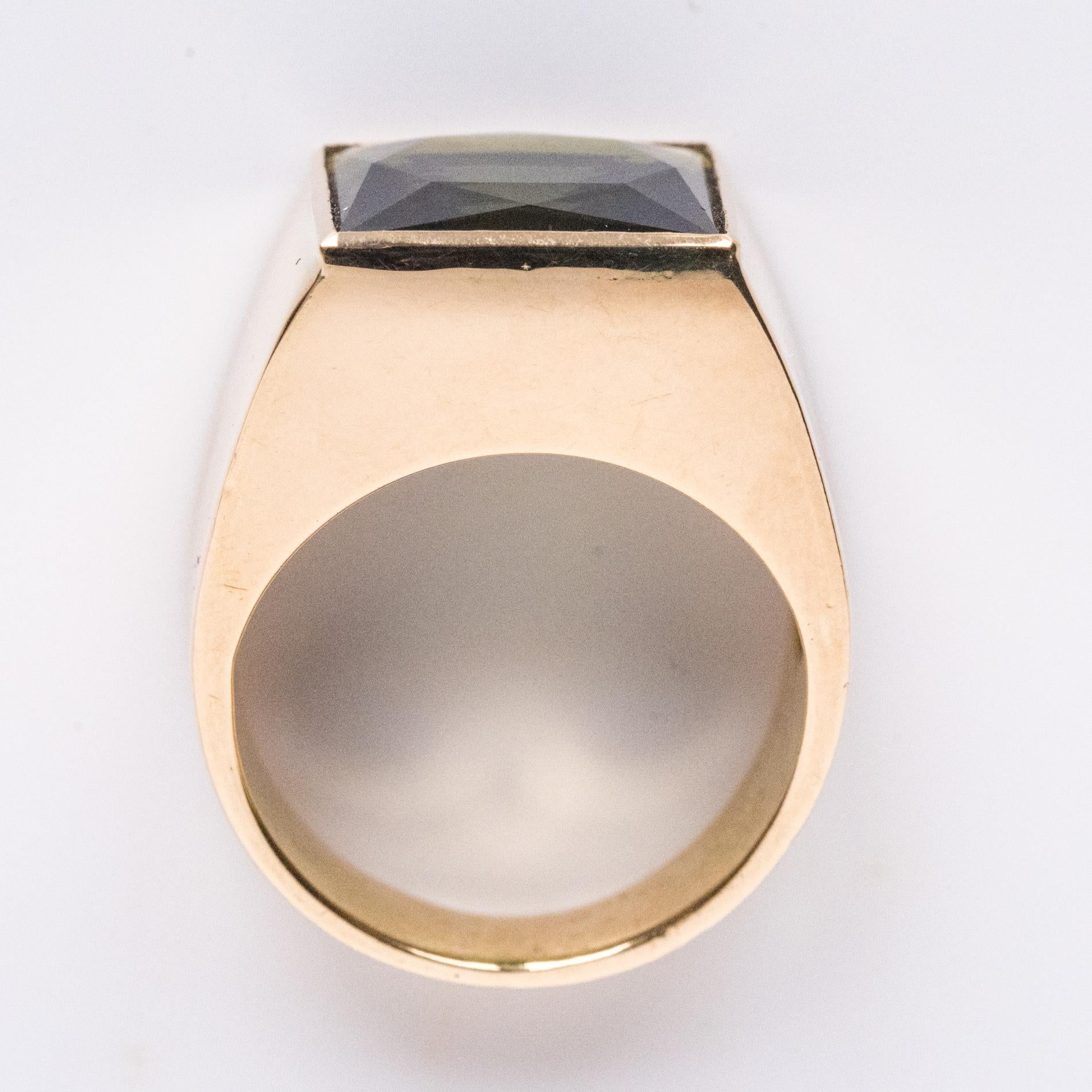 Bague sigillaire franaise en or jaune 18 carats avec tourmaline de 7,50 carats, annes 1935 en vente 11