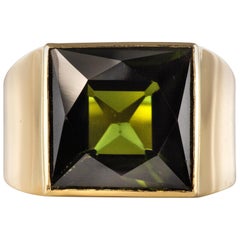 French 1935s 7.50 Carat Tourmaline 18 Karat Yellow Gold Signet Ring
