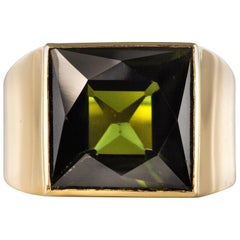 Vintage French 1935s 7.50 Carat Tourmaline 18 Karat Yellow Gold Signet Ring