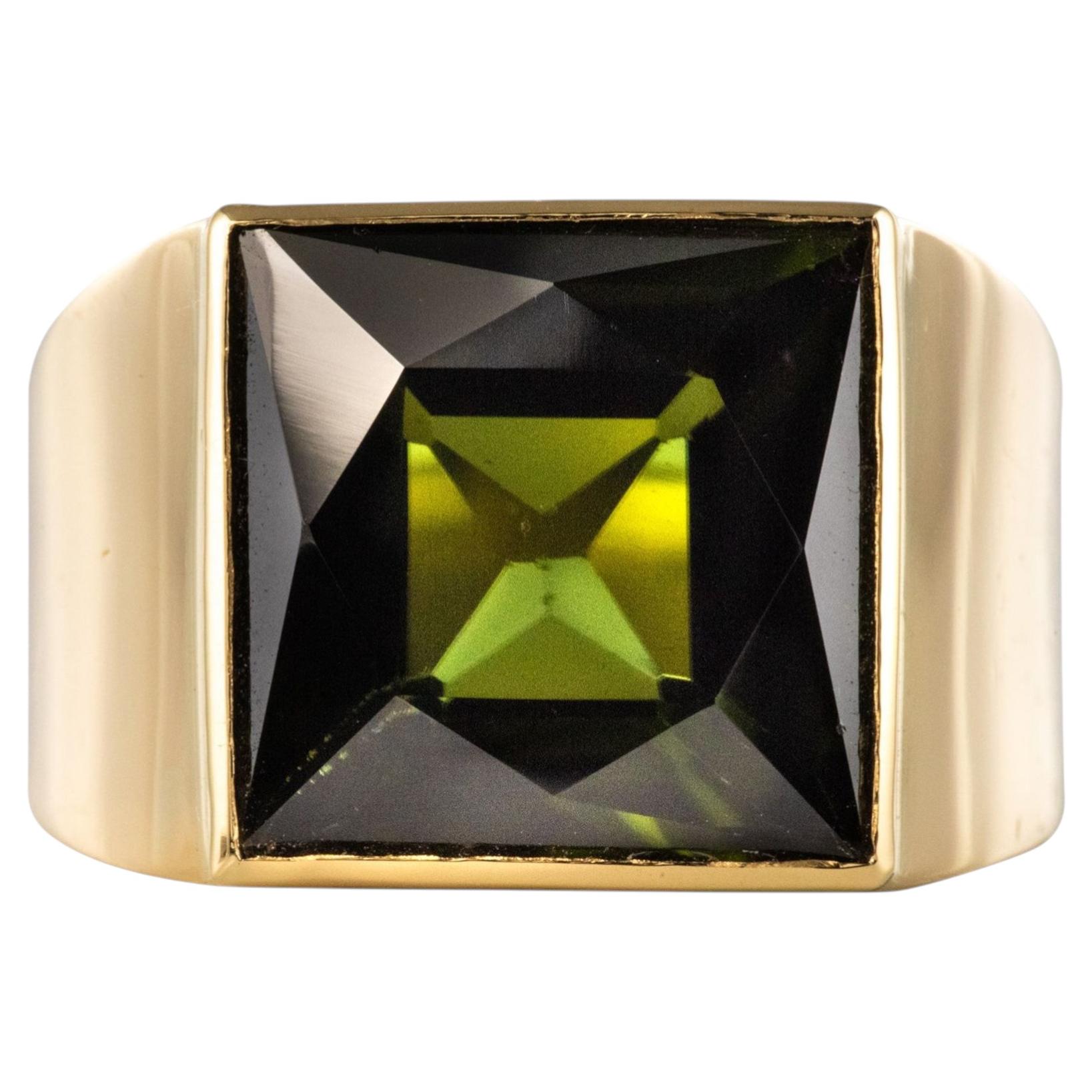 French 1935s 7.50 Carat Tourmaline 18 Karat Yellow Gold Signet Ring