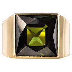 French 1935s 7.50 Carat Tourmaline 18 Karat Yellow Gold Signet Ring