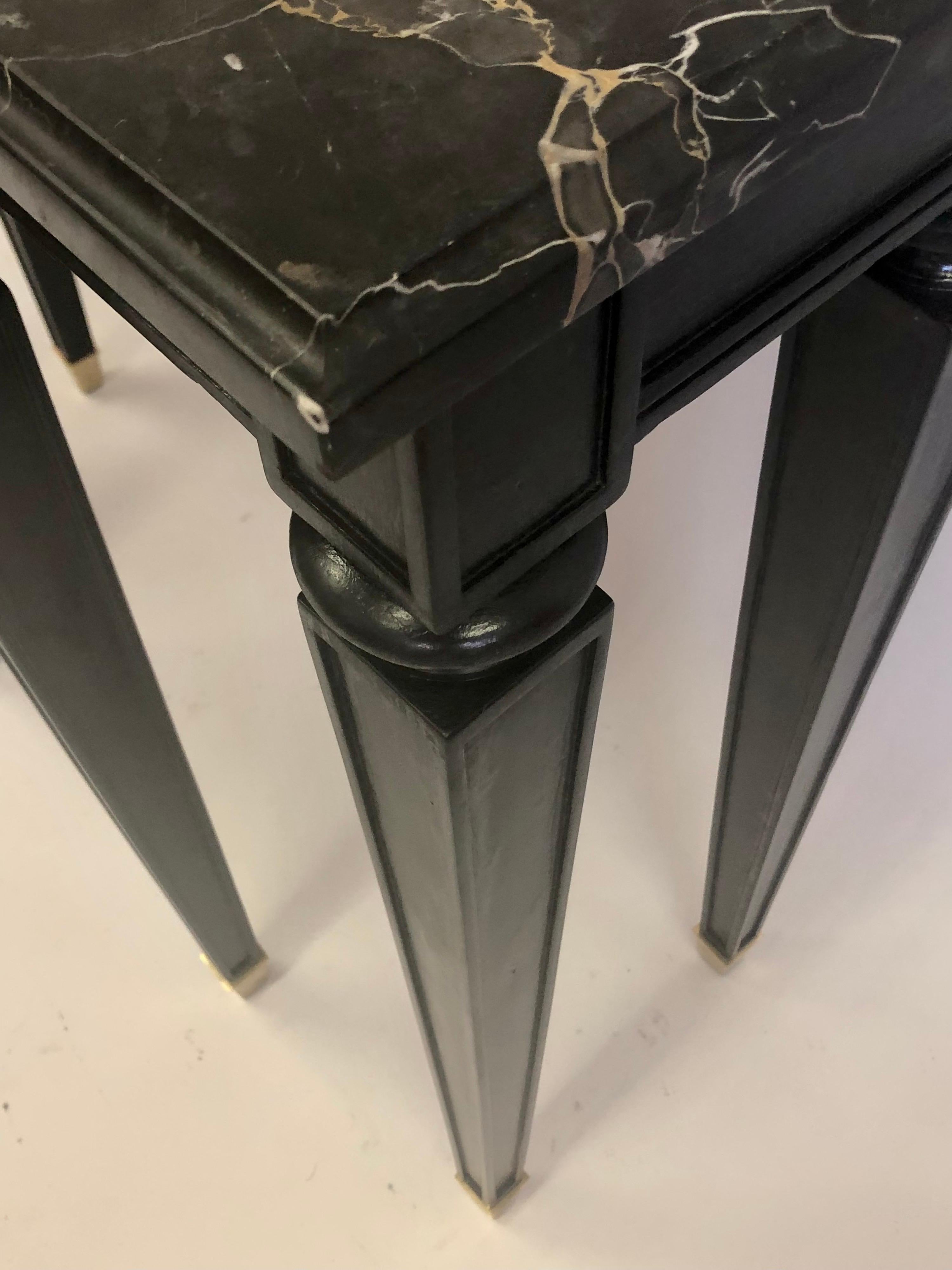 French 1940 Modern Neoclassical Ebonized Cherry & Marble Console by Andre Arbus 4