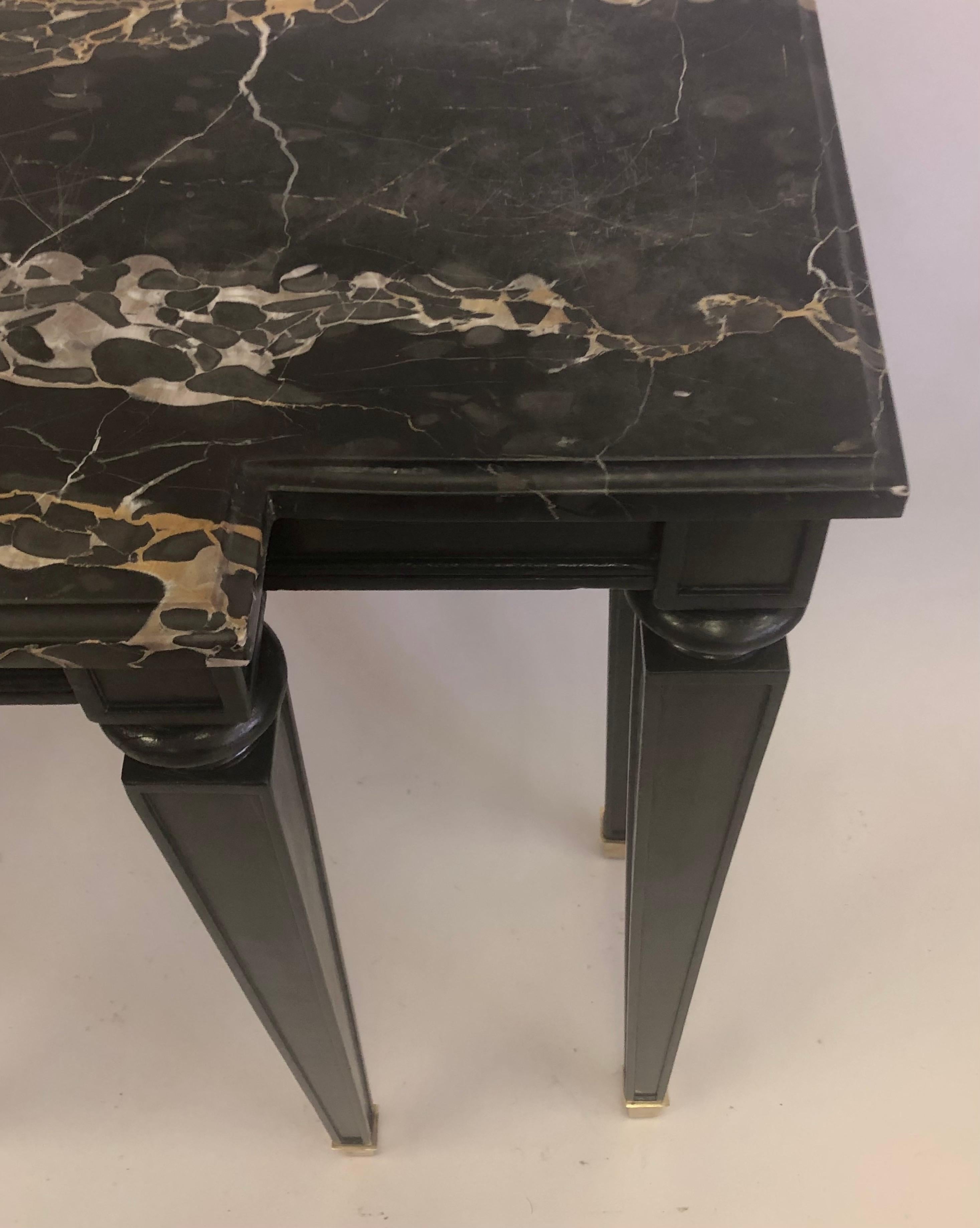 French 1940 Modern Neoclassical Ebonized Cherry & Marble Console by Andre Arbus 7
