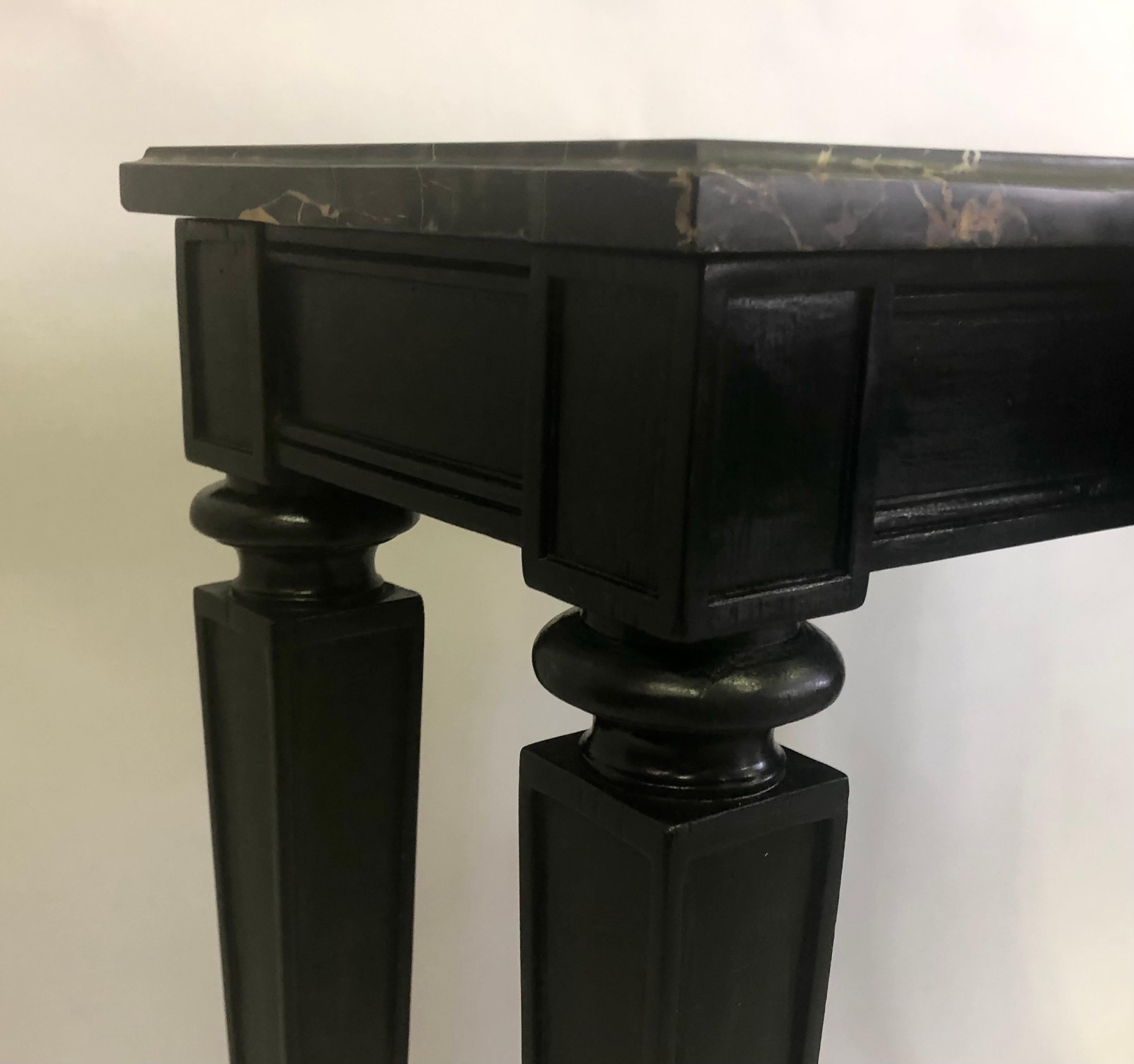 French 1940 Modern Neoclassical Ebonized Cherry & Marble Console by Andre Arbus 9