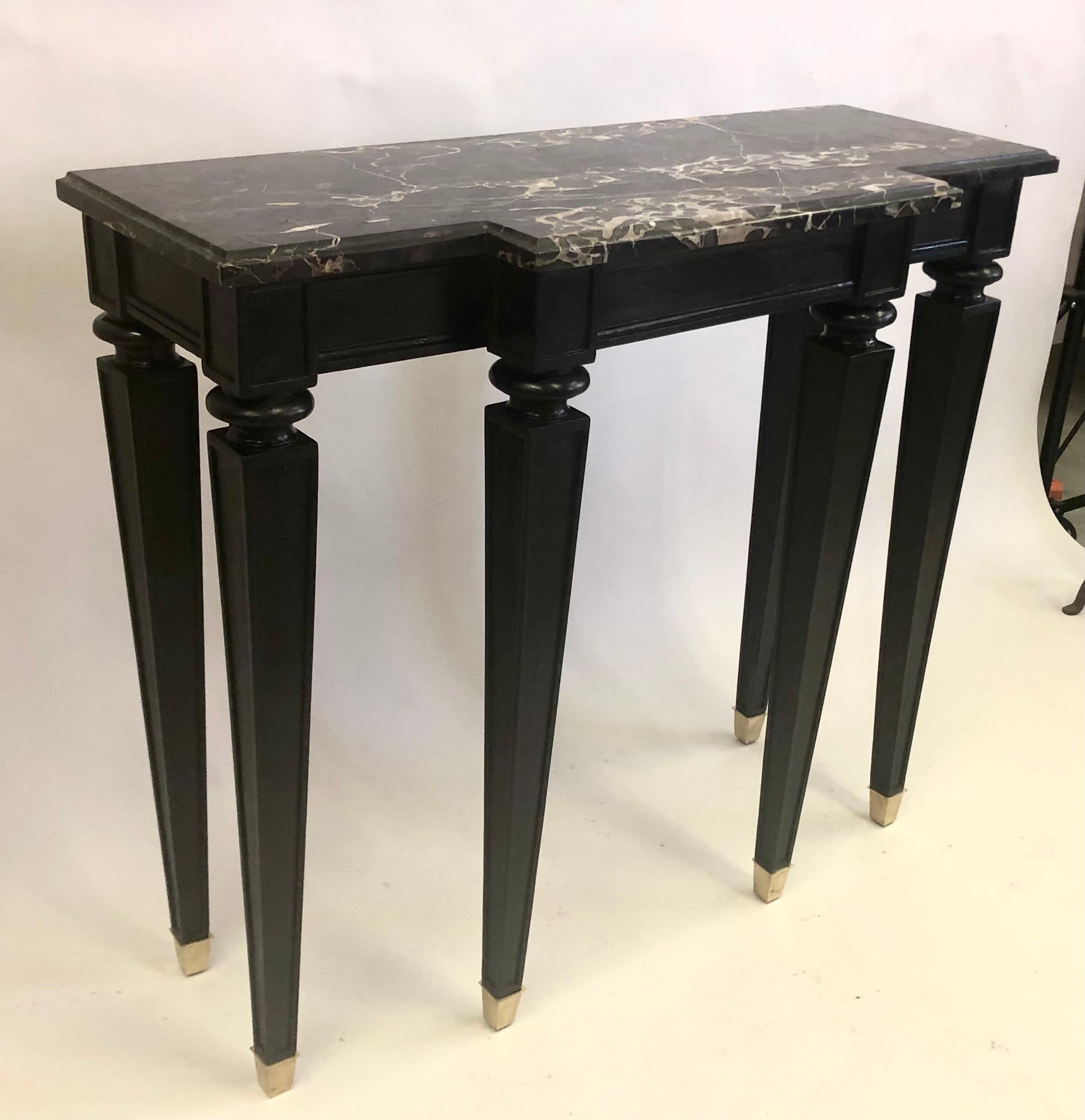French 1940 Modern Neoclassical Ebonized Cherry & Marble Console by Andre Arbus In Good Condition In New York, NY