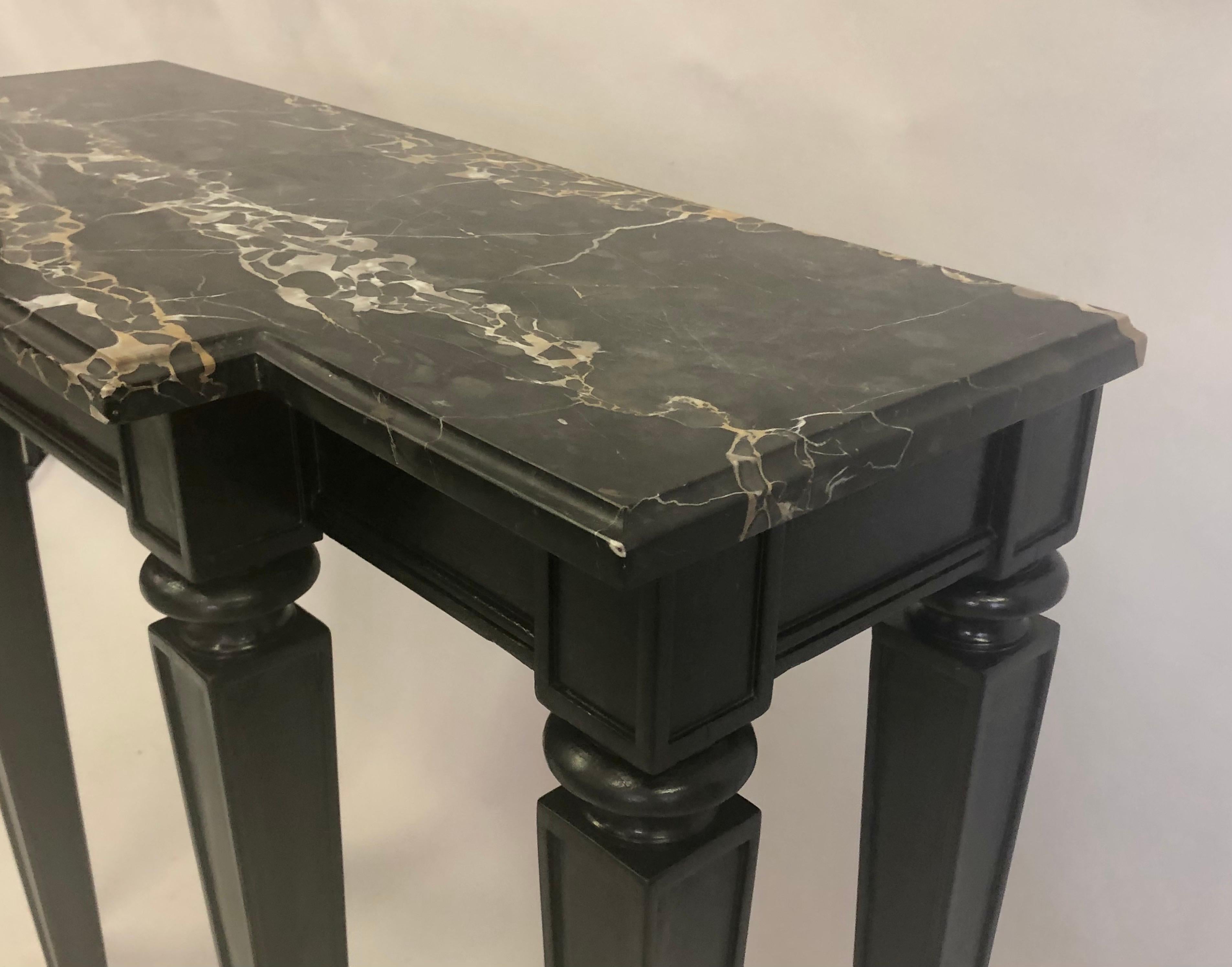 French 1940 Modern Neoclassical Ebonized Cherry & Marble Console by Andre Arbus 4