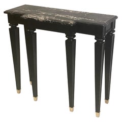 French 1940 Modern Neoclassical Ebonized Cherry & Marble Console by Andre Arbus